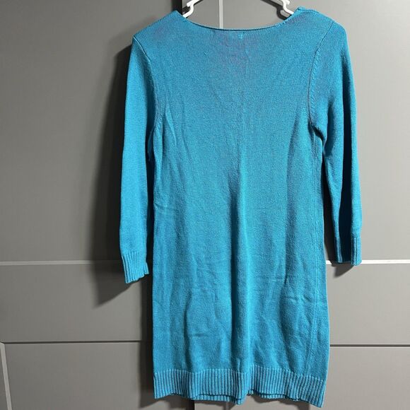 Express Design Studio Women Long Sleeve Tunic V-Neck Sweater Blue Small Academia - Picture 3 of 6